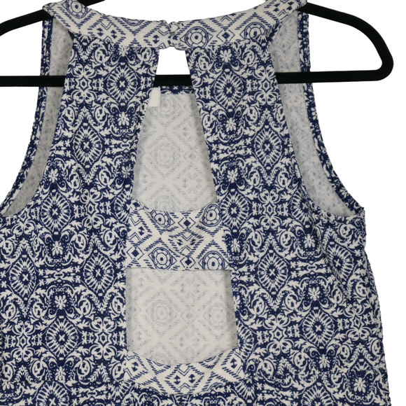 Xhilaration Knit Dress Womens Large Blue White Cut Out Back Stretch Blend - Picture 8 of 9